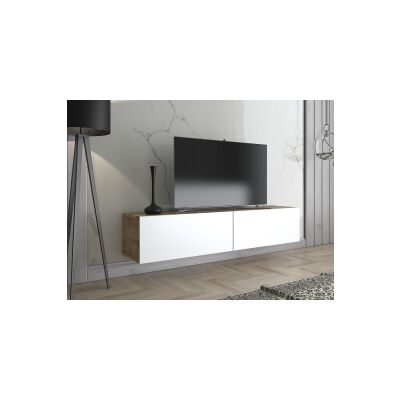 Toprak 150 Cm Duvara Monte Tv Ünitesi - Atlantik Çam - Beyaz / Siyah