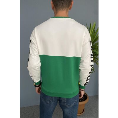 Baskılı Bisiklet Yaka Oversize İnce Sweatshirt