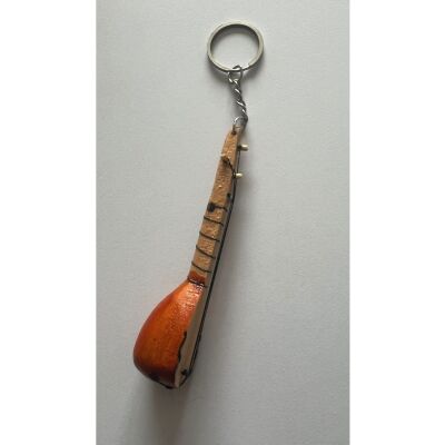 El Yapımı Minyatür Anahtarlık Bağlama Saz Araba Süsü 10 Cm