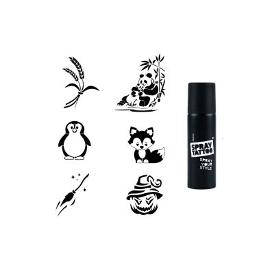 Anne Yavru Panda Spray Tattoo Geçici Dövme Seti Dark Siyah Sprey