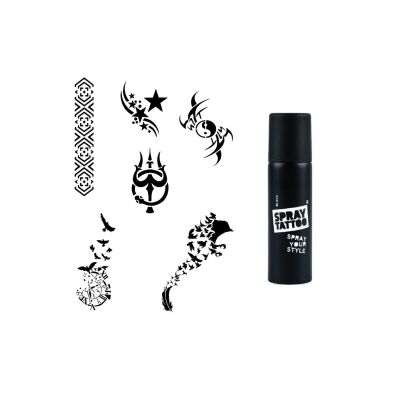 Kuş Ve Kol Spray Tattoo Geçici Dövme Seti Dark Siyah Sprey