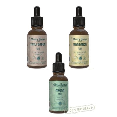 Tatlı Badem Yağı, Kantaron Yağı, Argan Yağı (3'Lü Set) 30Ml X 3 Adet