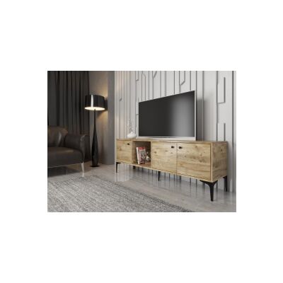 Hira 160 Cm Metal Ayaklı Tv Ünitesi - Atlantik Çam / Siyah