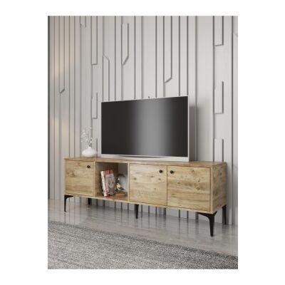 Hira 160 Cm Metal Ayaklı Tv Ünitesi - Atlantik Çam / Siyah