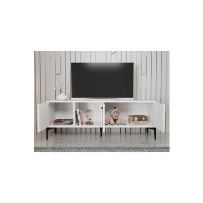 Hira 160 Cm Metal Ayaklı Tv Ünitesi - Beyaz / Siyah