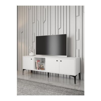 Hira 160 Cm Metal Ayaklı Tv Ünitesi - Beyaz / Siyah