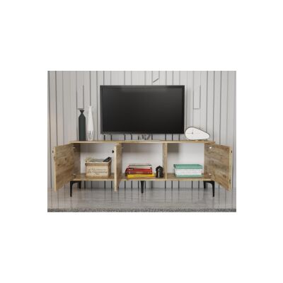 Bello 160 Cm Metal Ayaklı Tv Ünitesi - Konsol - Atlantik Çam / Siyah