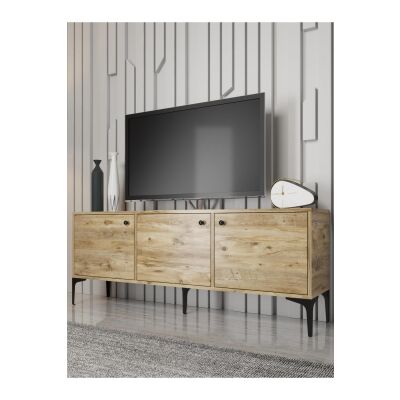 Bello 160 Cm Metal Ayaklı Tv Ünitesi - Konsol - Atlantik Çam / Siyah