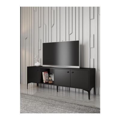 Hira 160 Cm Metal Ayaklı Tv Ünitesi - Siyah / Siyah