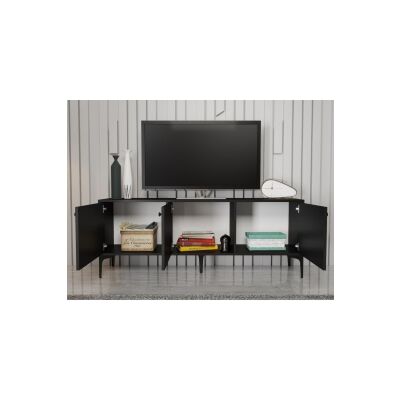 Bello 160 Cm Metal Ayaklı Tv Ünitesi - Konsol - Siyah / Siyah