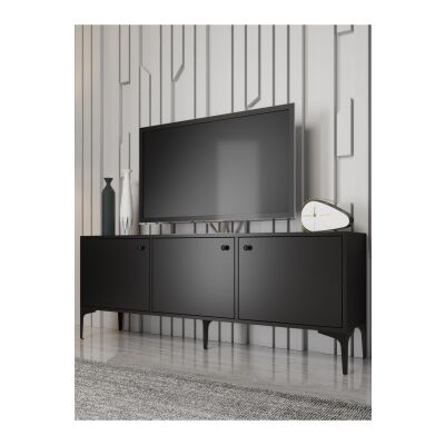 Bello 160 Cm Metal Ayaklı Tv Ünitesi - Konsol - Siyah / Siyah