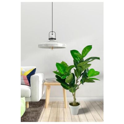 Yapay Çiçek Areka Palmiye Ağacı 85Cm 2Dal Salon Çiçeği Beyaz Saksılı Yapay Bitki