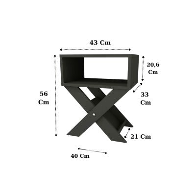 X Ayaklı Dergilikli Başucu Komodin Yan Sehpa Yatak Yanı Sehpa