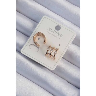 Ucz Xuping Rose Renk Zirkon Taşlı Earcuff Küpe