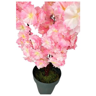 Yapay Ağaç Bahardalı Ağacı Pembe Japon Kiraz Çiçeği Sakura Çiçeği 70Cm Siyah Plastik Saksılı