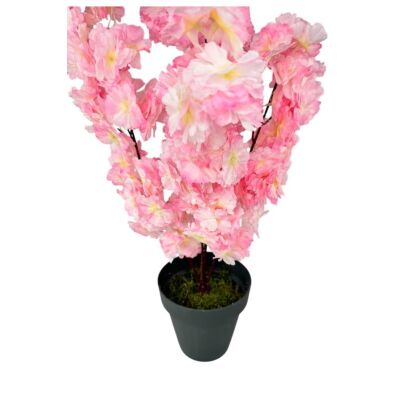 Yapay Ağaç Bahardalı Ağacı Pembe Japon Kiraz Çiçeği Sakura Çiçeği 70Cm Siyah Plastik Saksılı