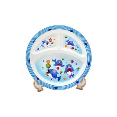 Bebek Mama Tabağı Yunus Formlu 5 Li Set Melamin Oval