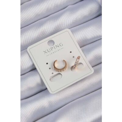 Orians Xuping Rose Renk Zirkon Taşlı Ay Görünümlü Earcuff Küpe