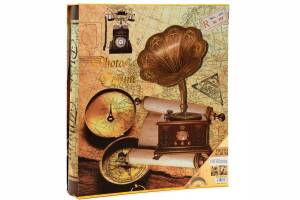 600'Lük 10X15 Kutulu Gramafon Desenli Fotoğraf Albümü
